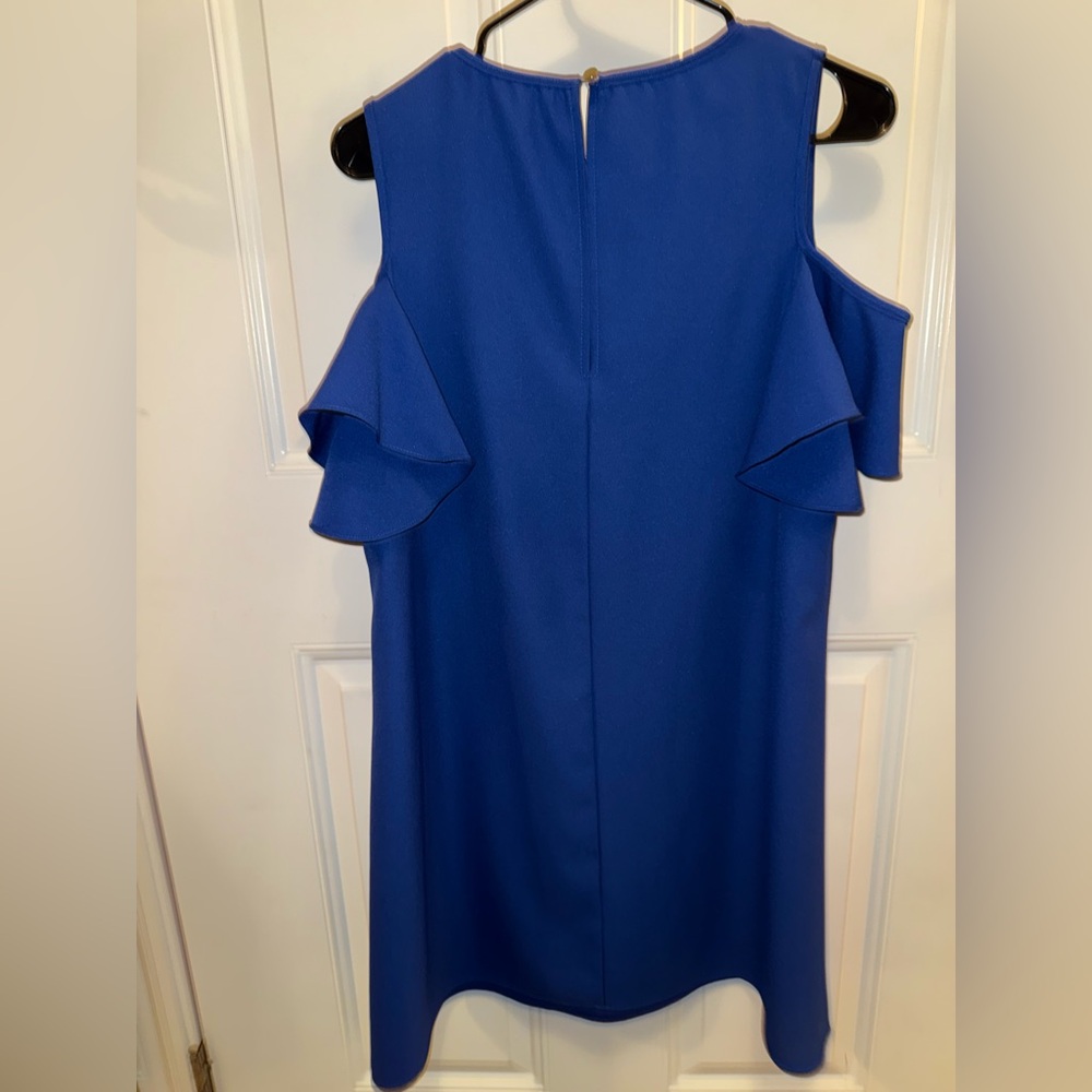 Chic Royal Blue Ruffle Sleeve Mini Dress - Picture 4 of 5